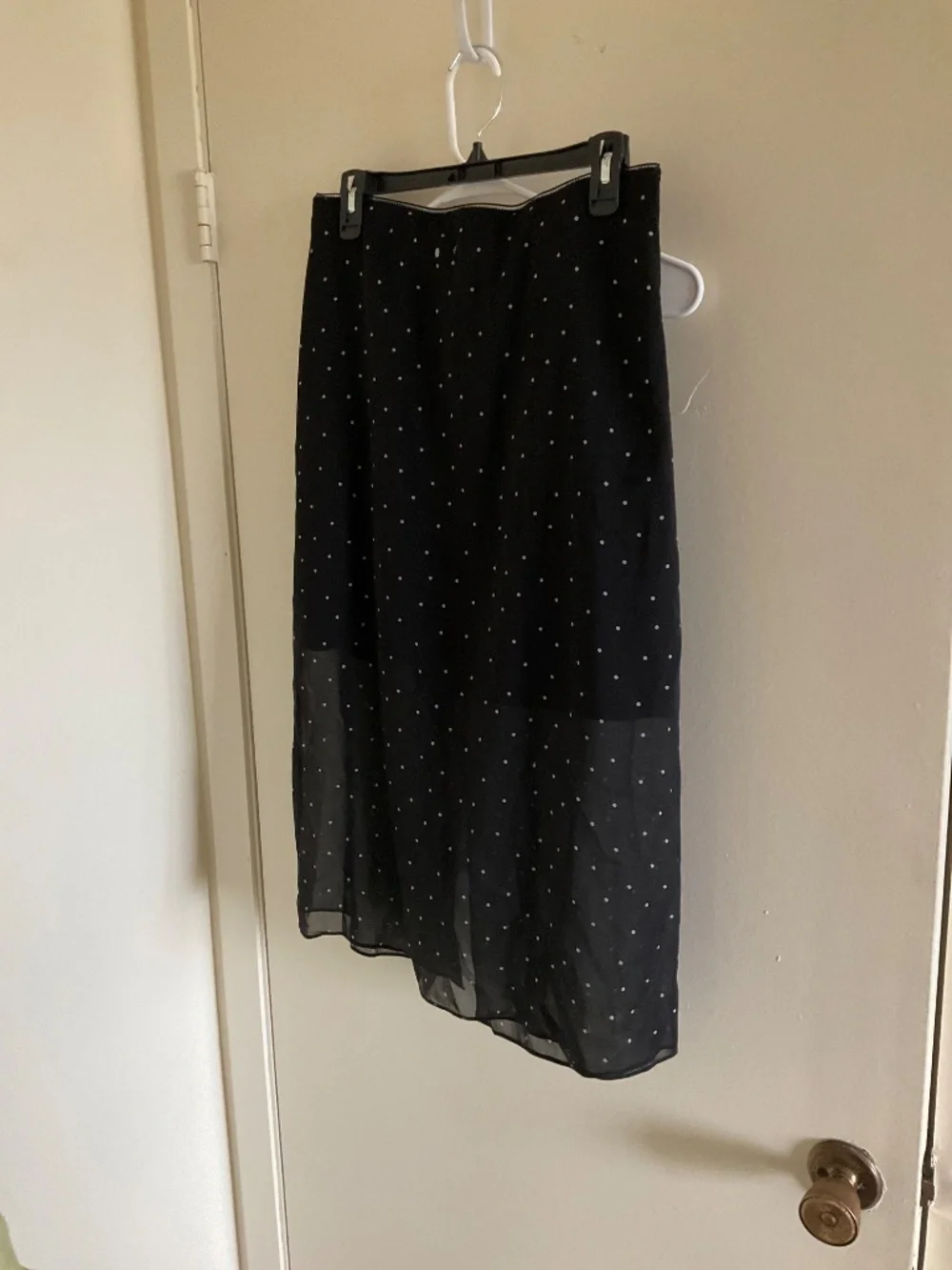 VINCE  Polka Dot Sheer Stretch Silk Midi Skirt